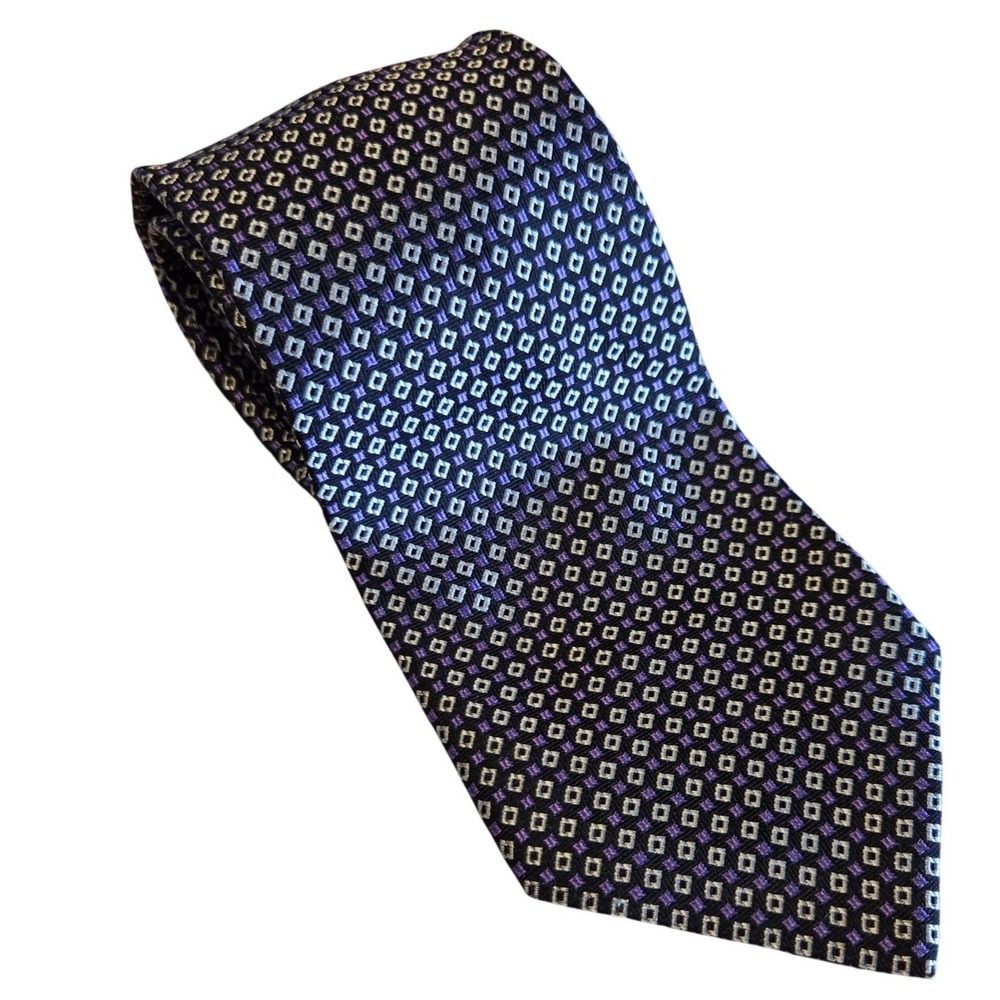 Purple Black Geometric Silk Tie Modern Formal Dark Academia Gothic Luxe Mens Tie